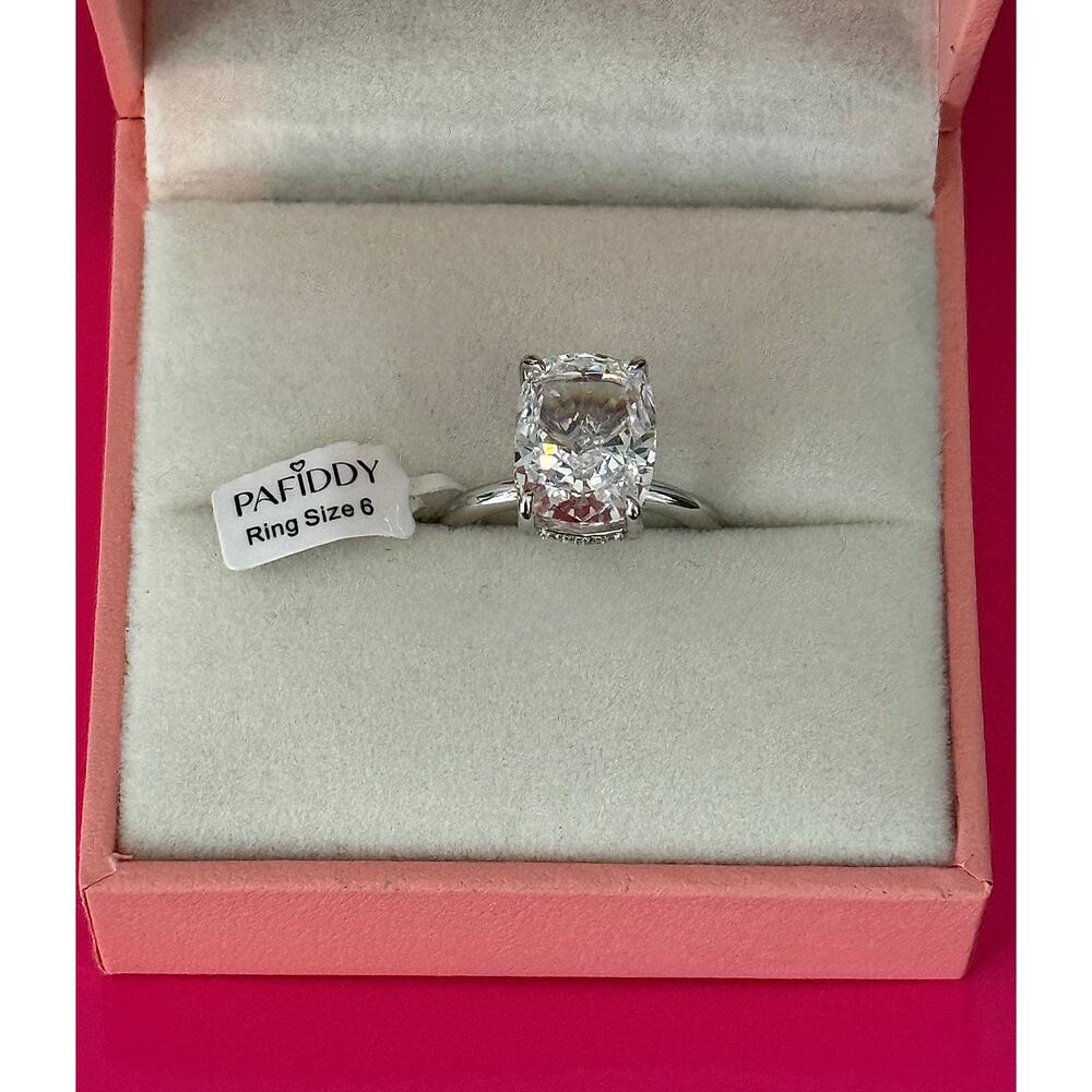 STUNNING Paffidy Size 6 Cushion Cut Ring 4.5CT 5A Grade Zirconia 925 Silver NEW - Picture 8 of 14